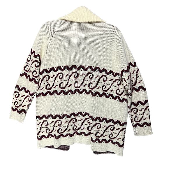 JCPENNEY Womens 70s Chunky Knit Shawl Collar Cardigan Sweater Sz M Cabin Cozy - Picture 5 of 10